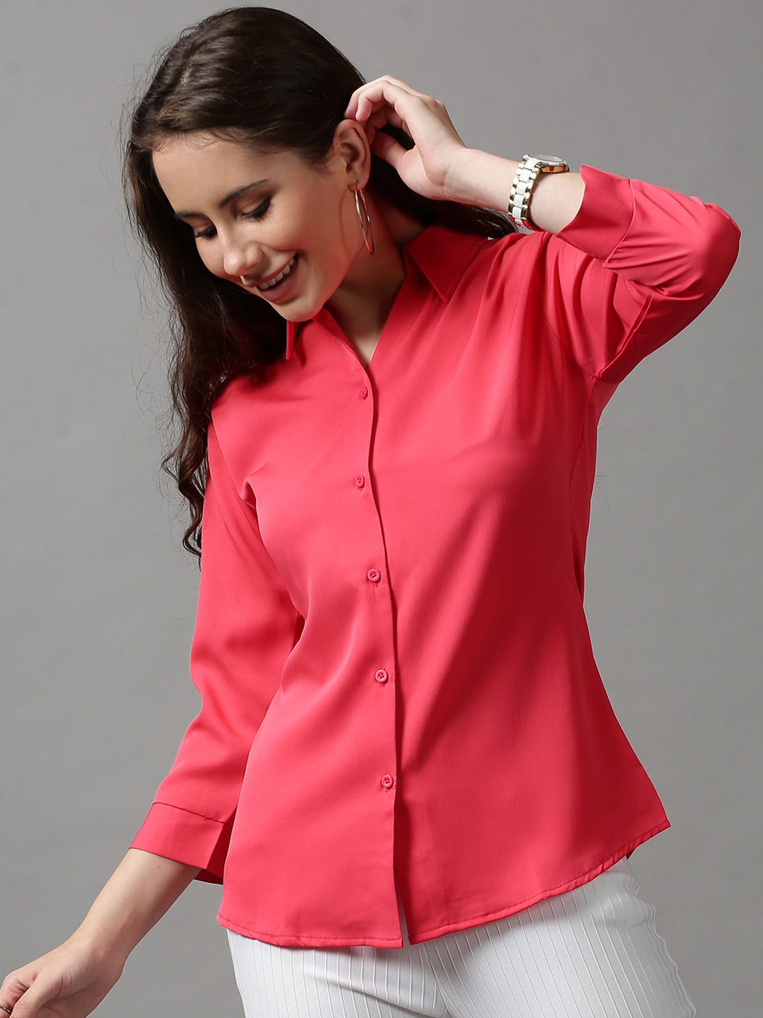 Women's Pink Solid Shirt