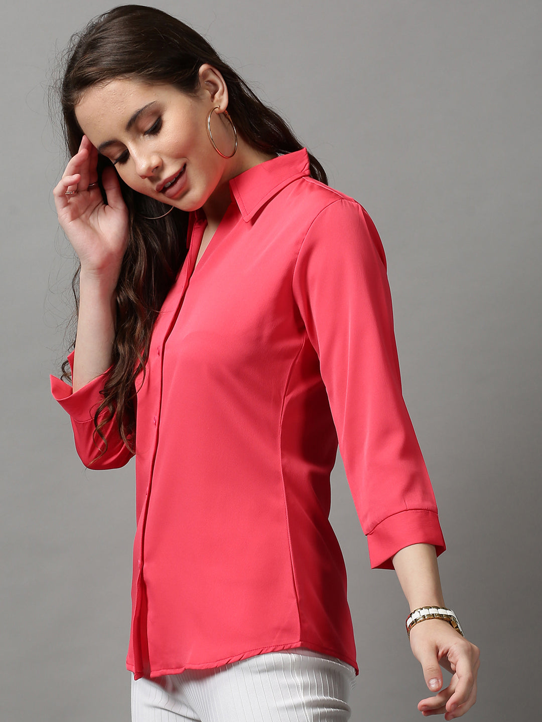 Women's Pink Solid Shirt