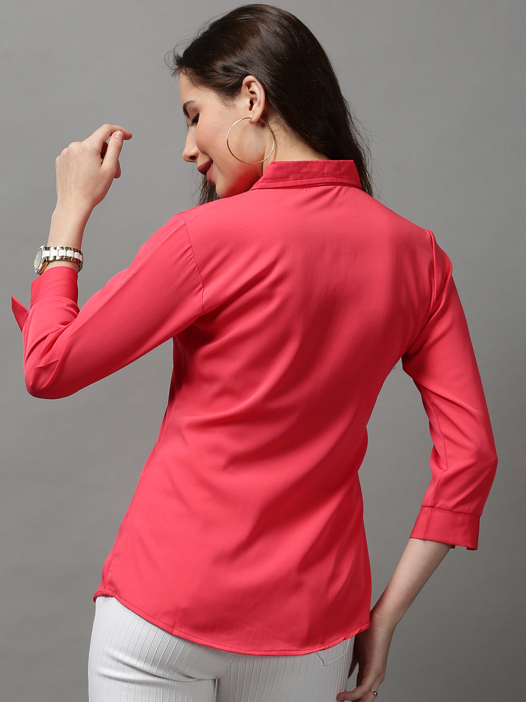 Women's Pink Solid Shirt