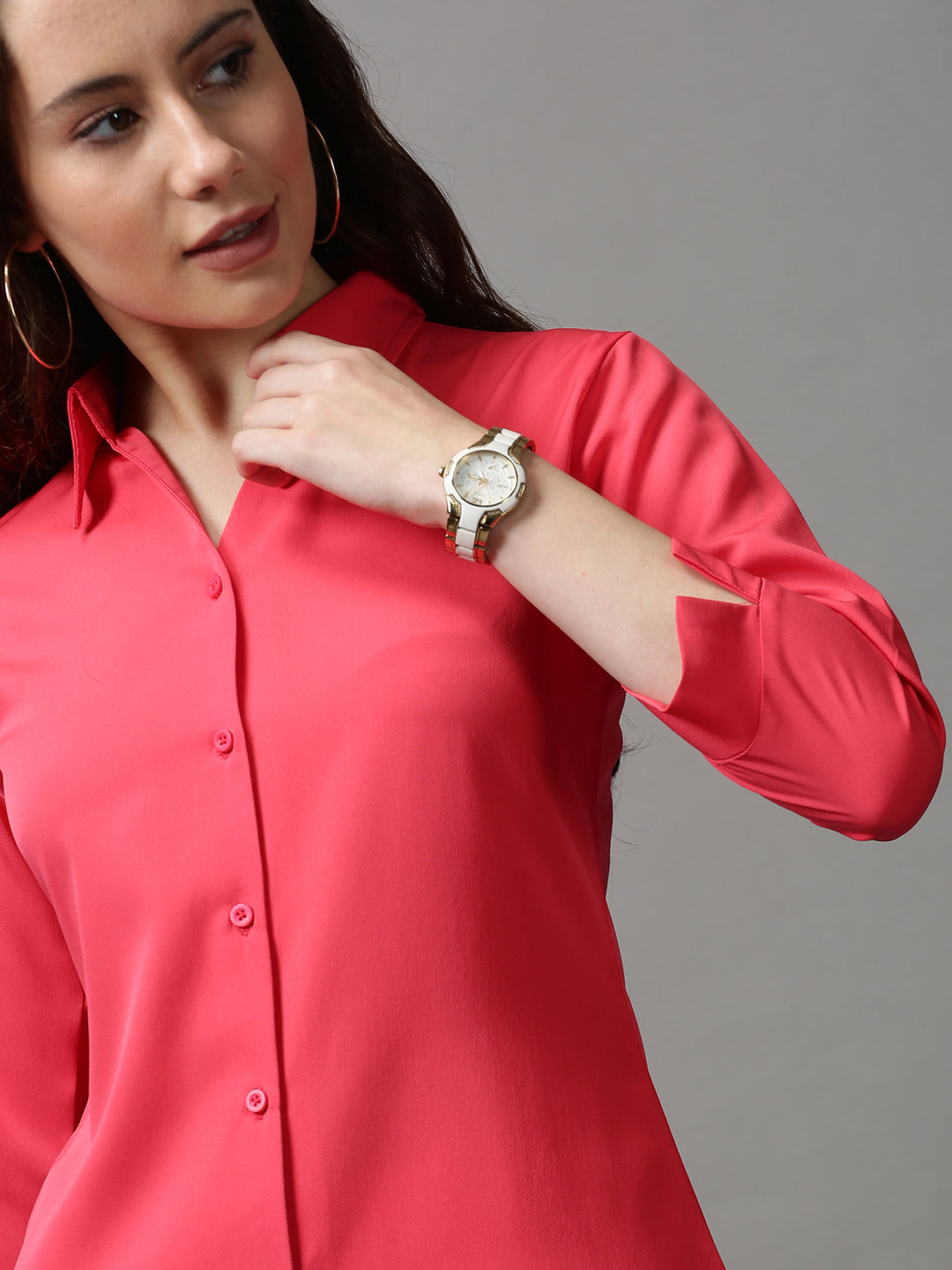 Women's Pink Solid Shirt