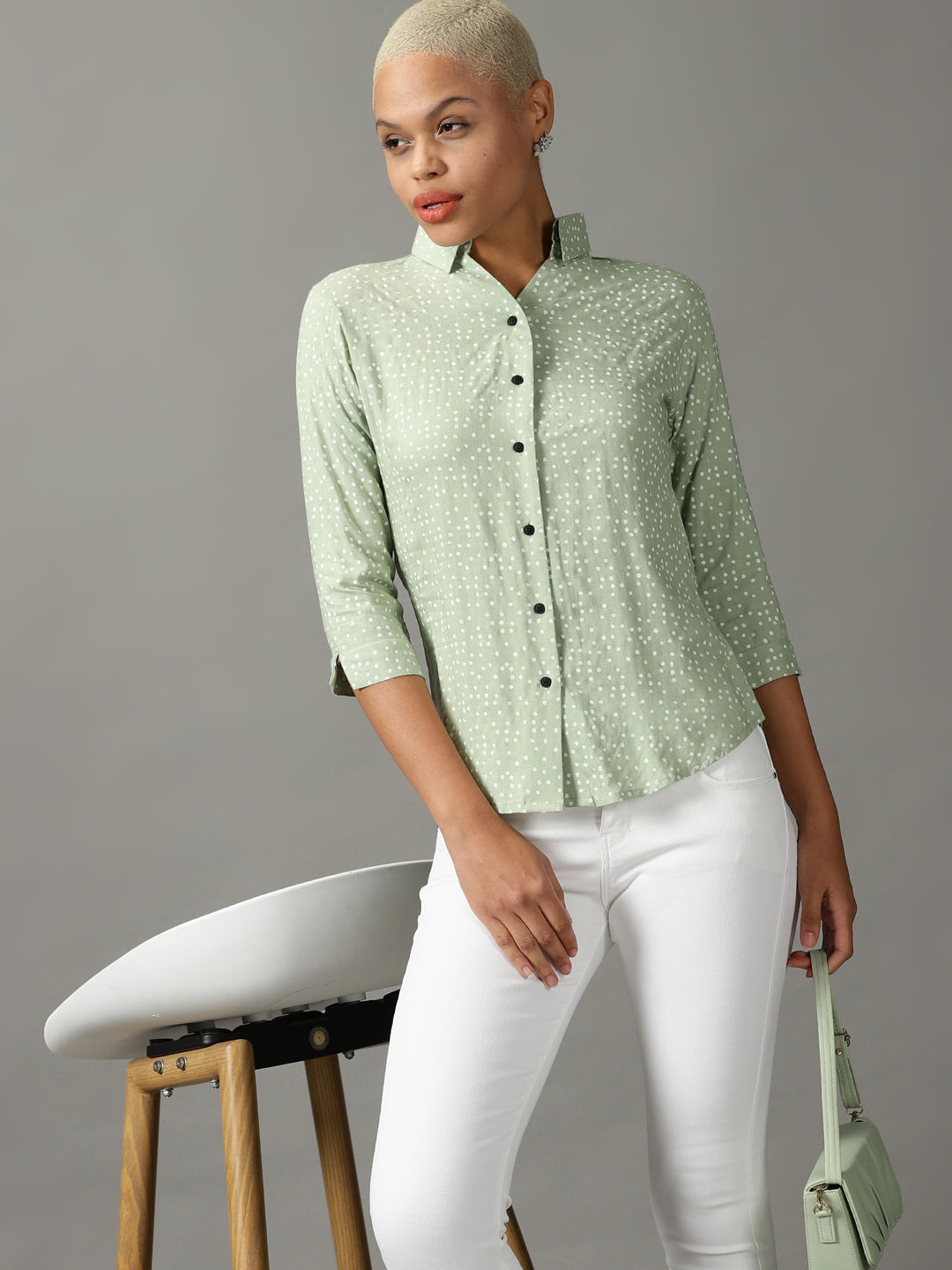 Women's Green Printed Shirt