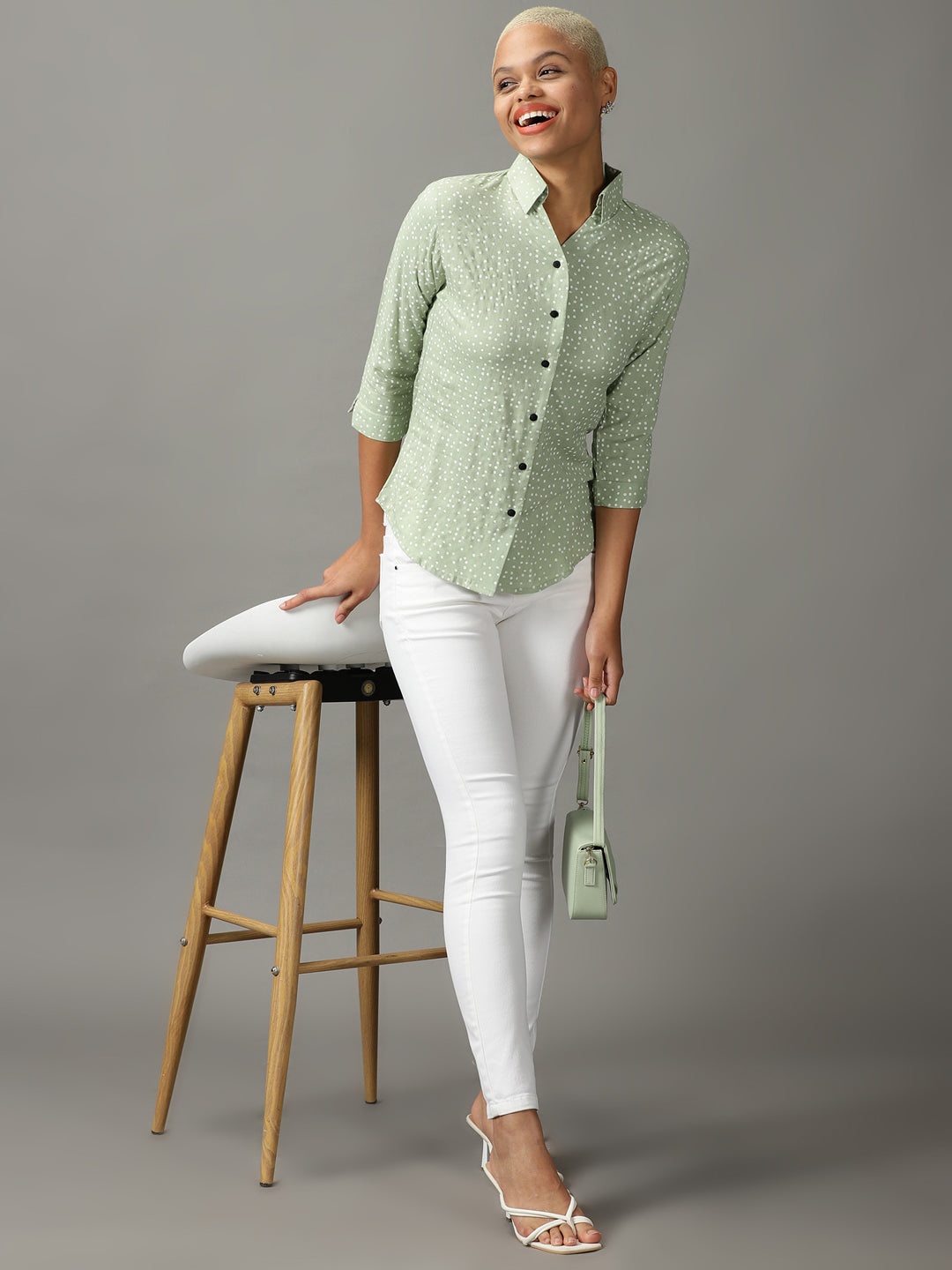 Women's Green Printed Shirt