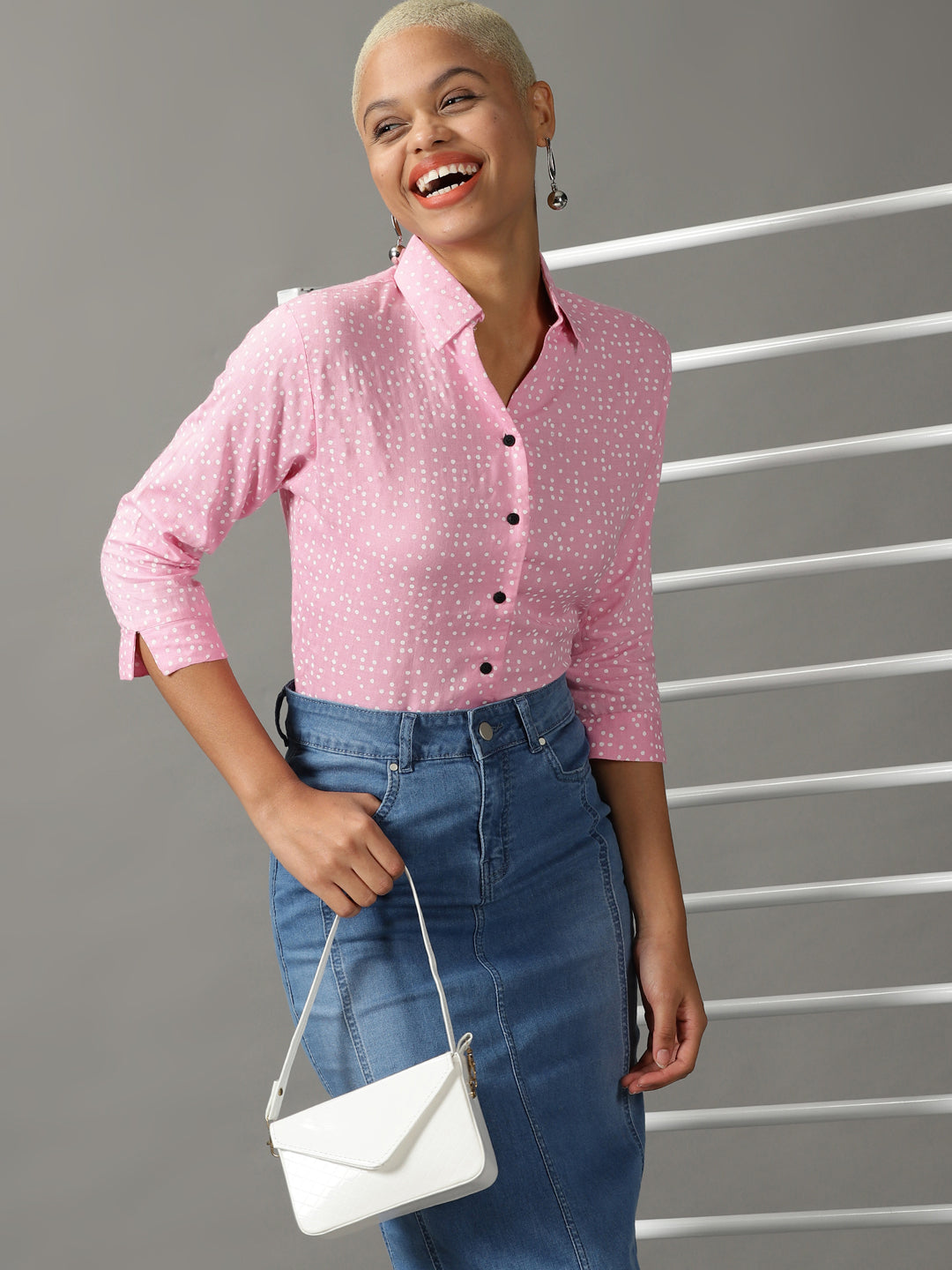 Women's Pink Printed Shirt