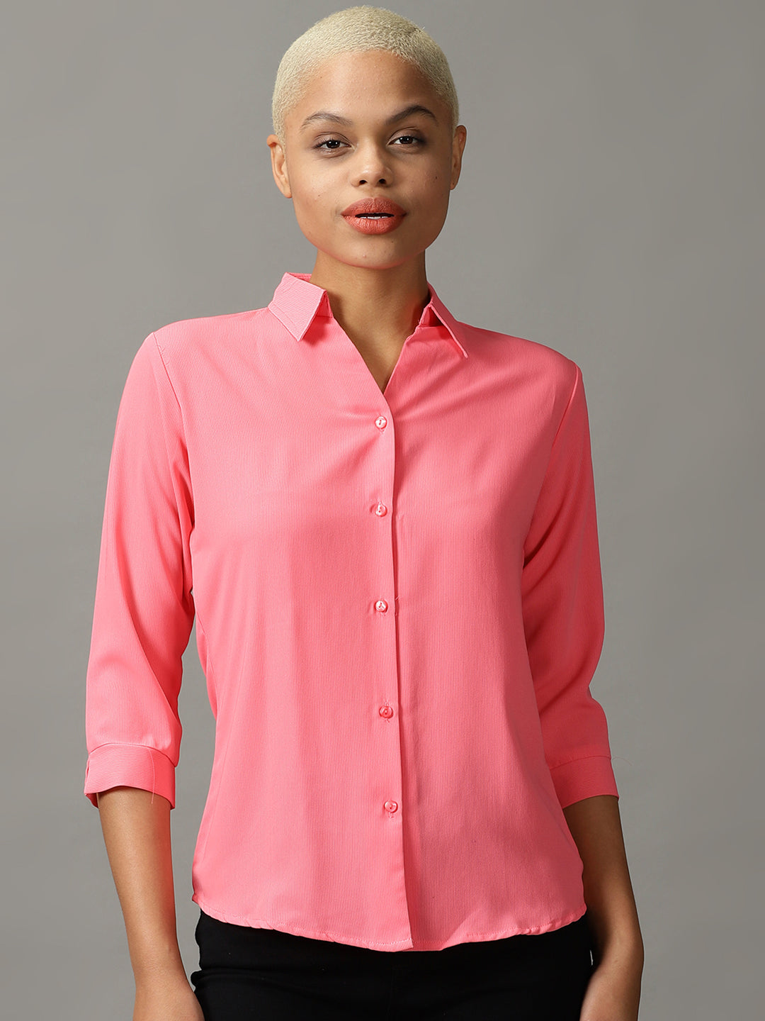 Women's Pink Solid Shirt