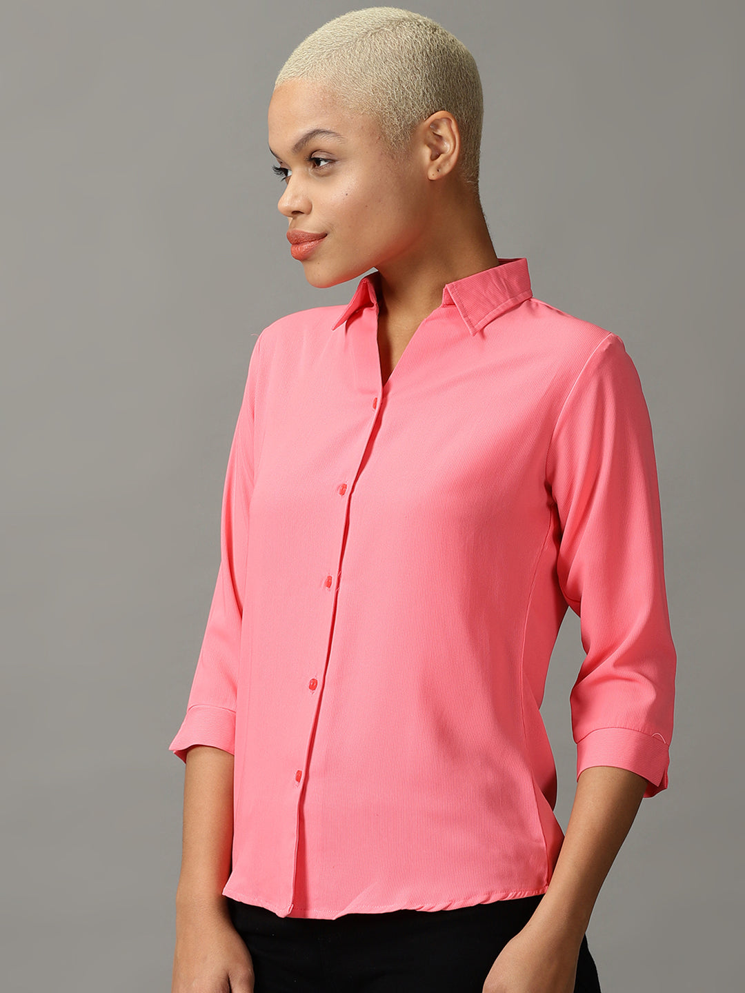 Women's Pink Solid Shirt