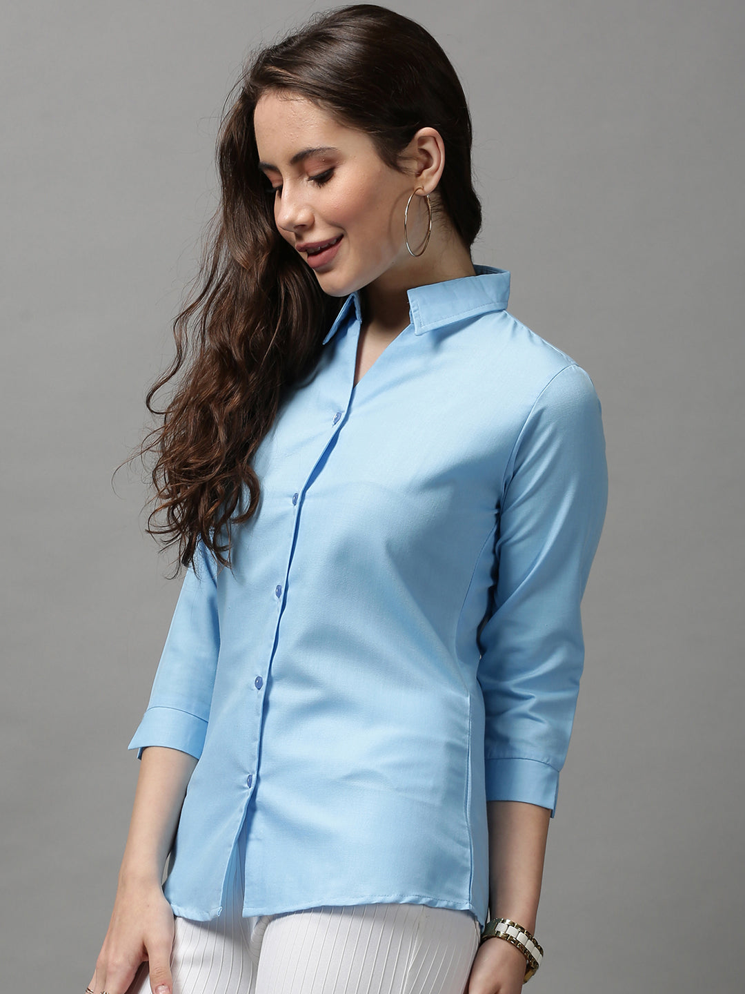 Women's Blue Solid Shirt