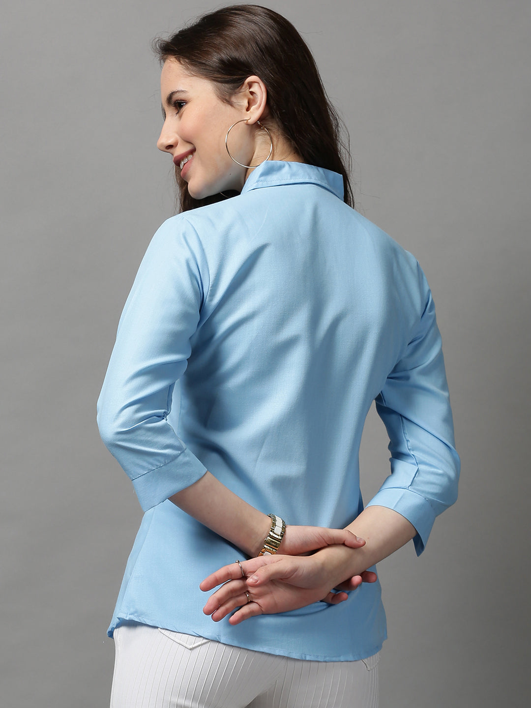 Women's Blue Solid Shirt