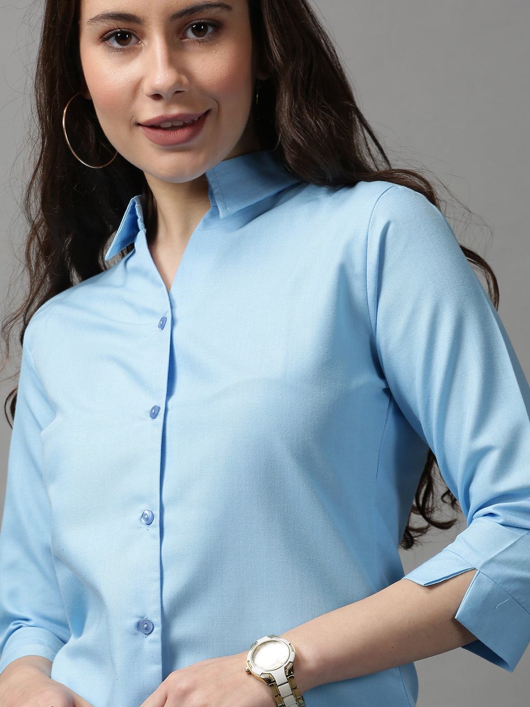 Women's Blue Solid Shirt