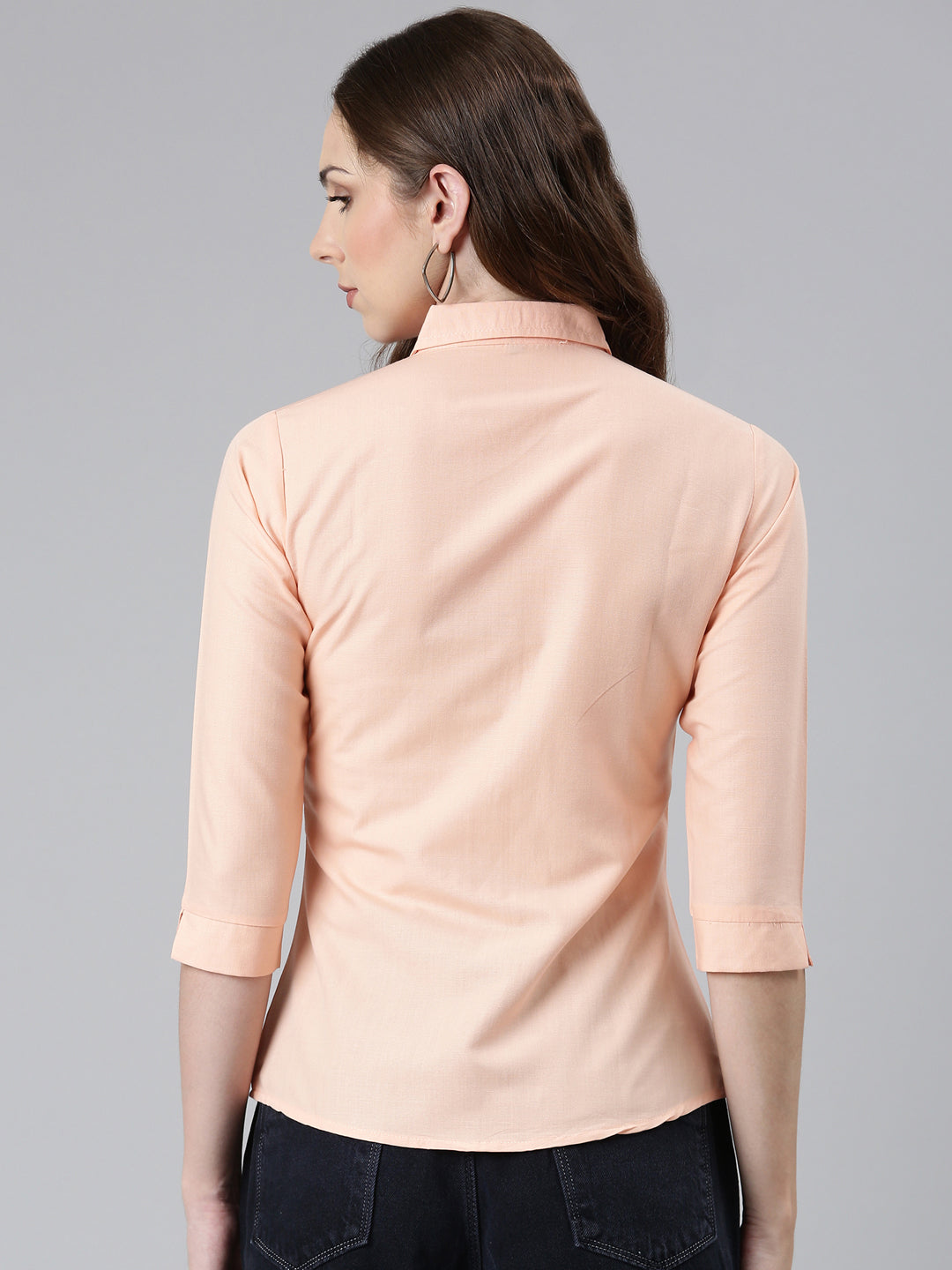 Women Peach Solid Shirt