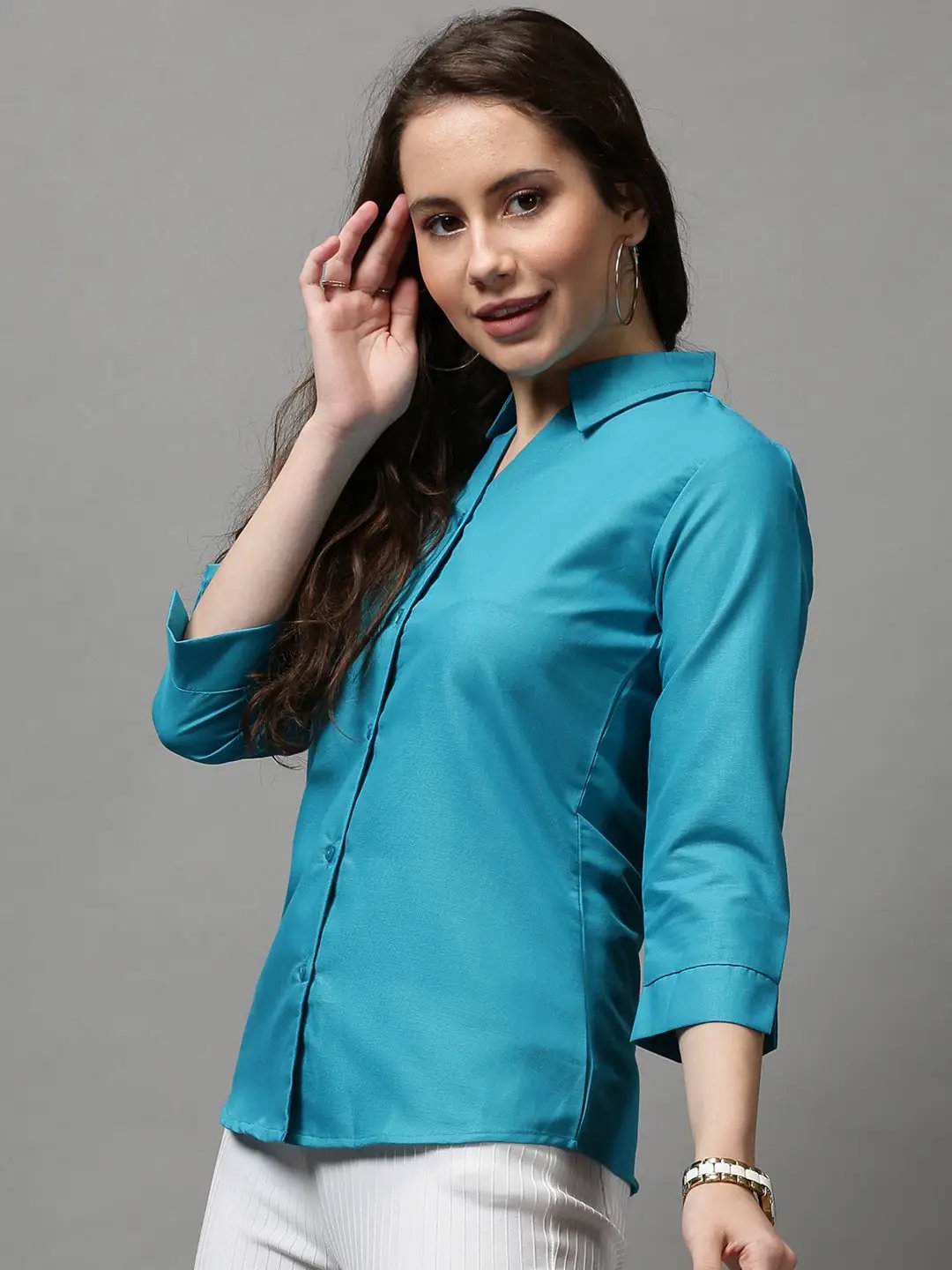 Women's Blue Solid Shirt