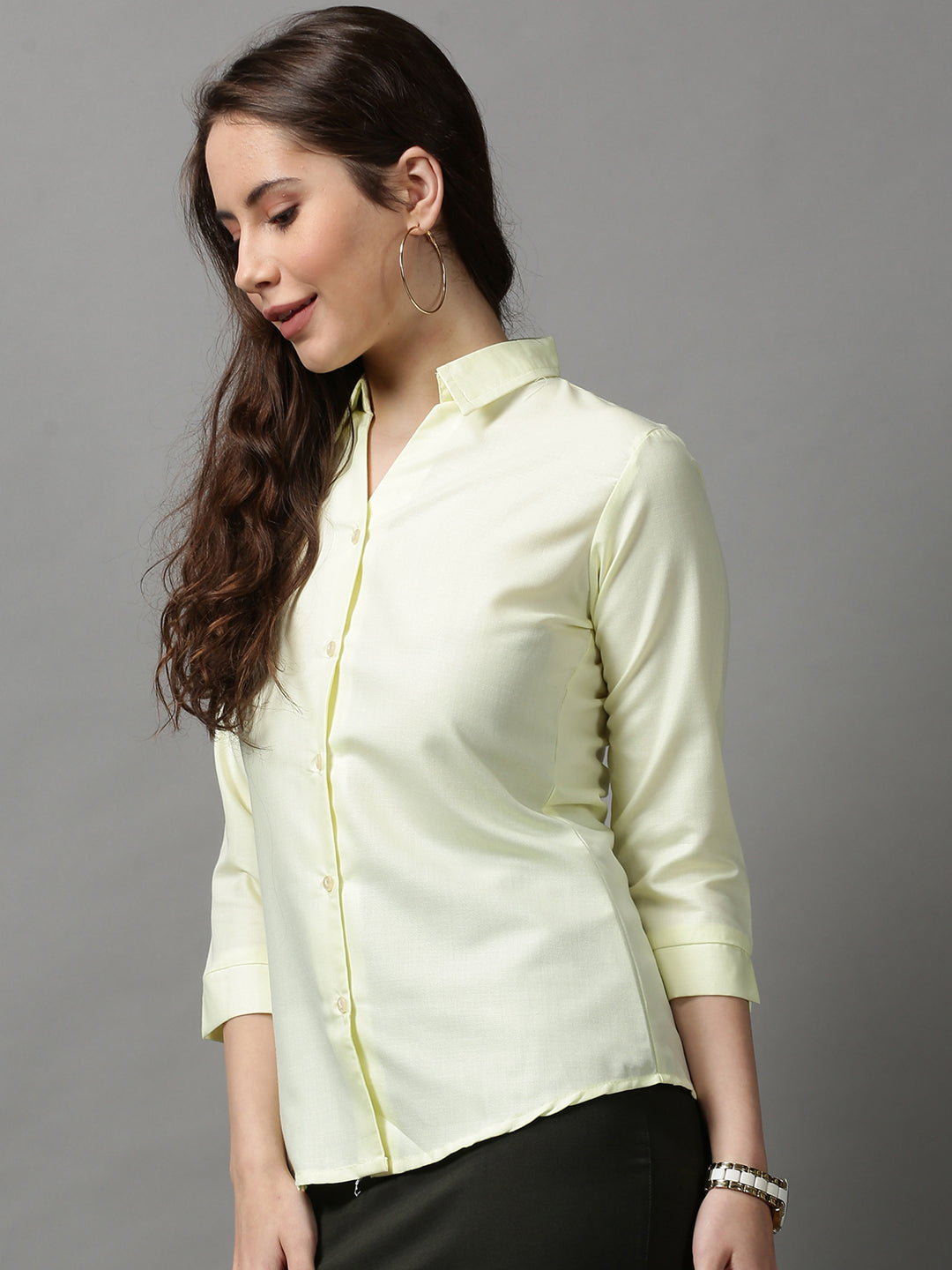 Women's Yellow Solid Shirt