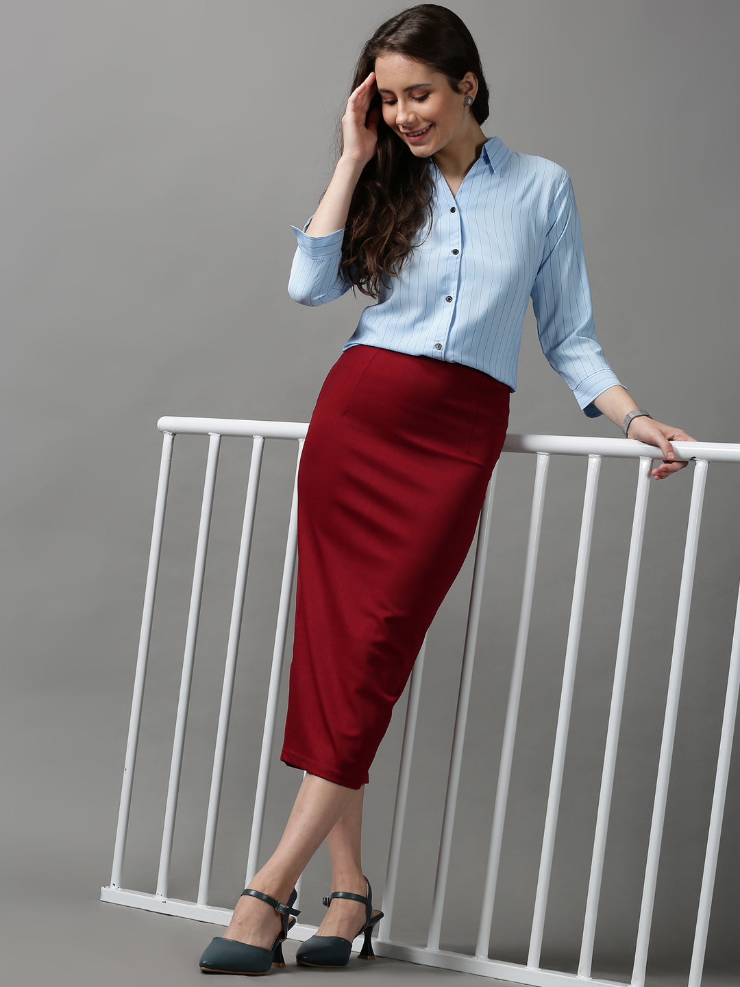 Women's Blue Striped Shirt