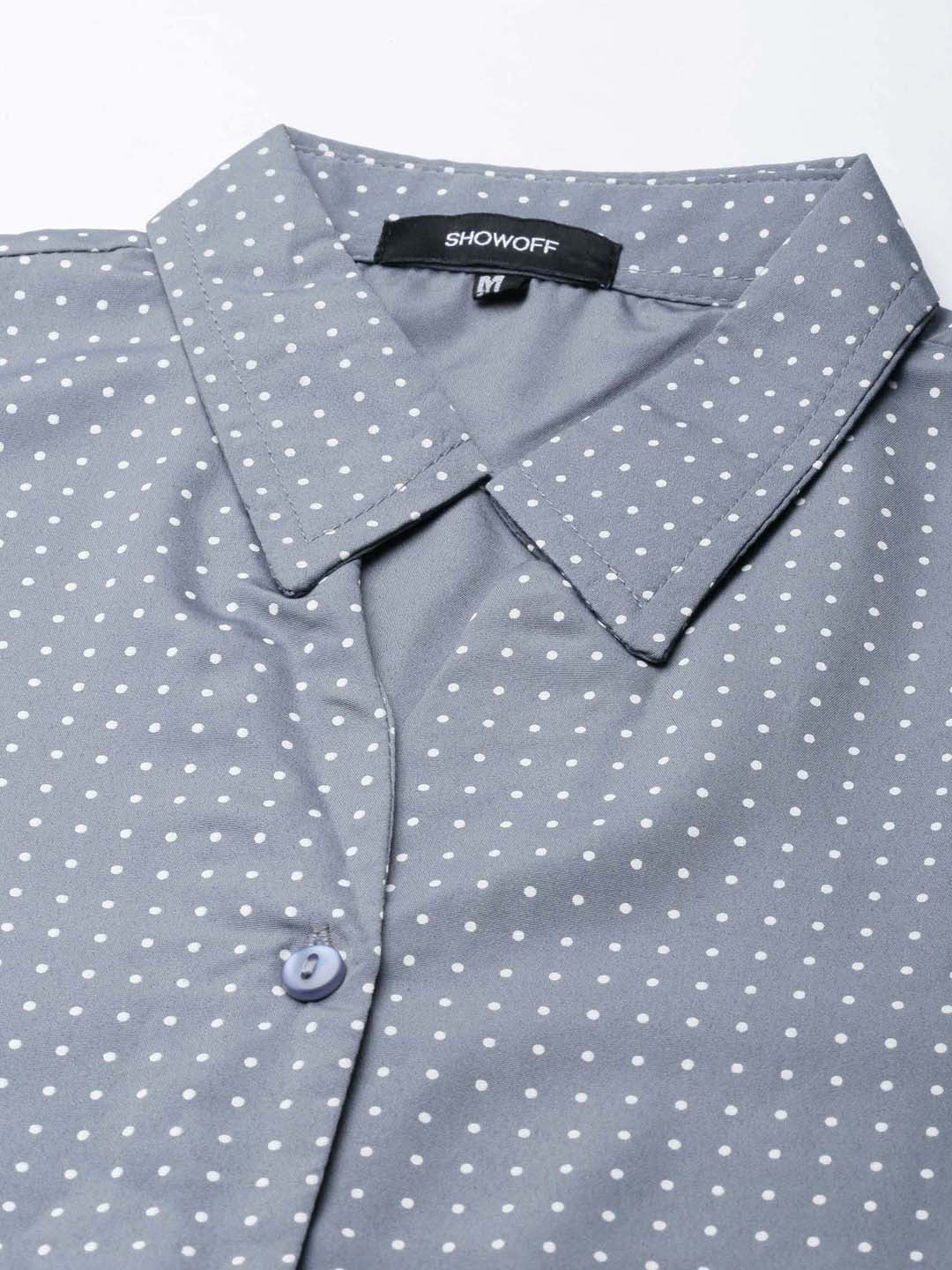 Women Grey Polka Dots Shirt