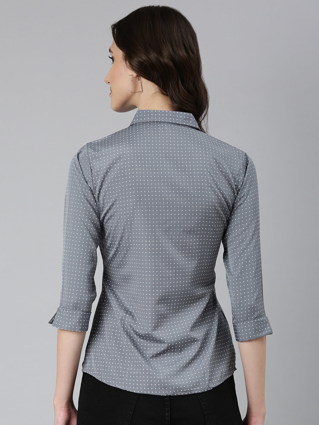 Women Grey Polka Dots Shirt