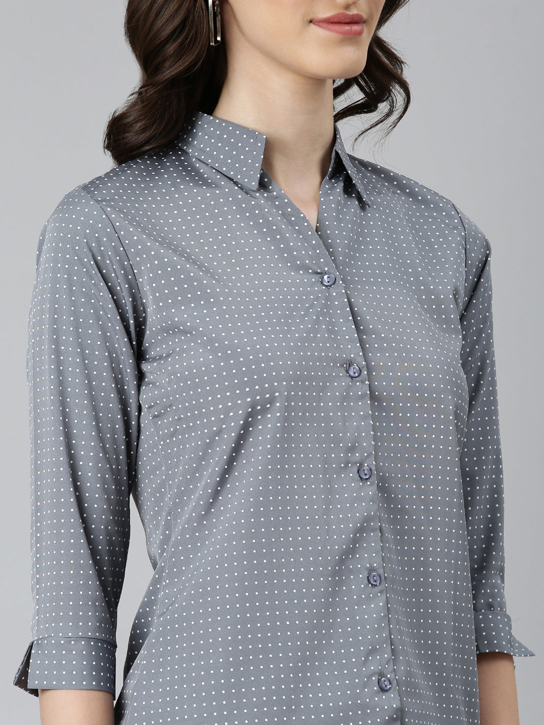 Women Grey Polka Dots Shirt