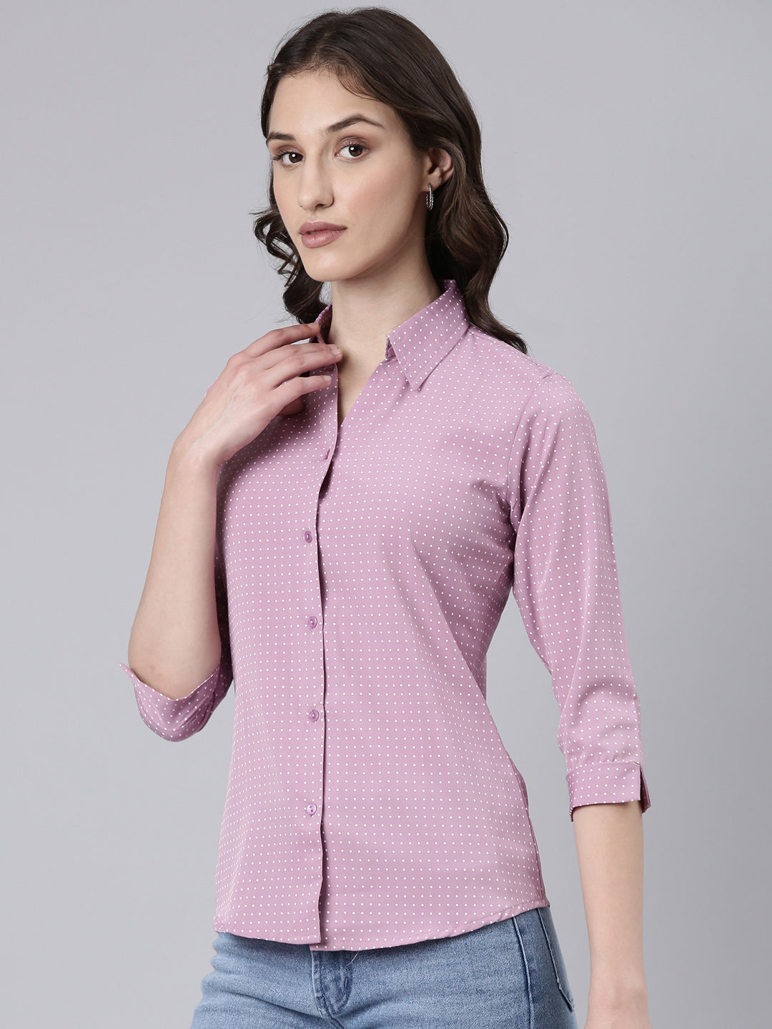 Women Mauve Polka Dots Shirt