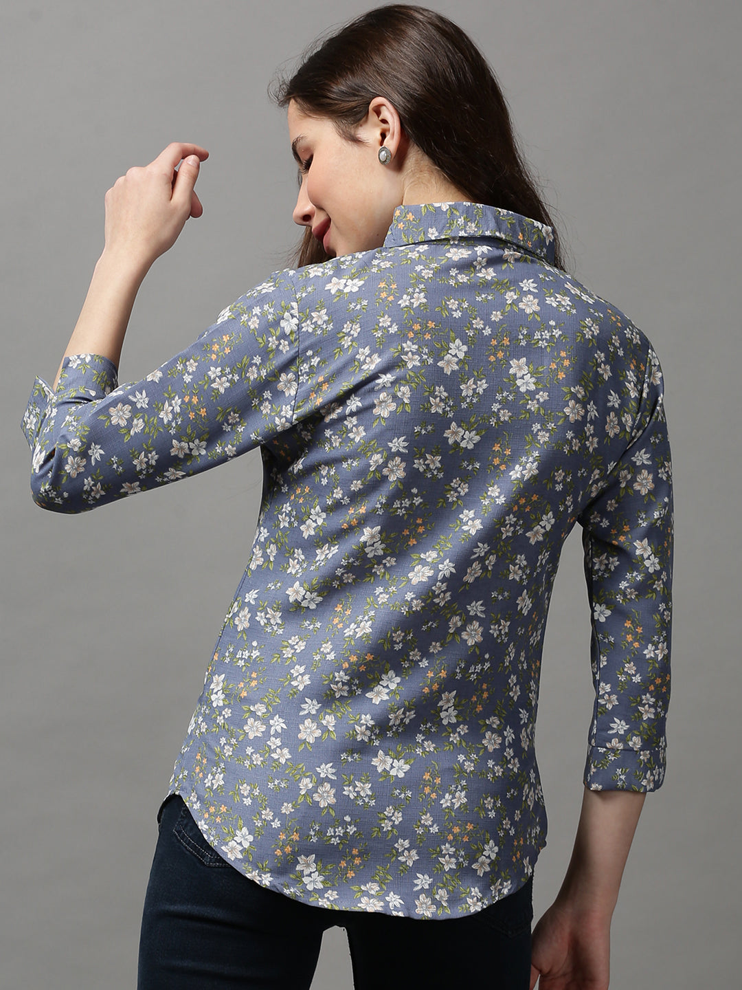 Women's Blue Printed Shirt