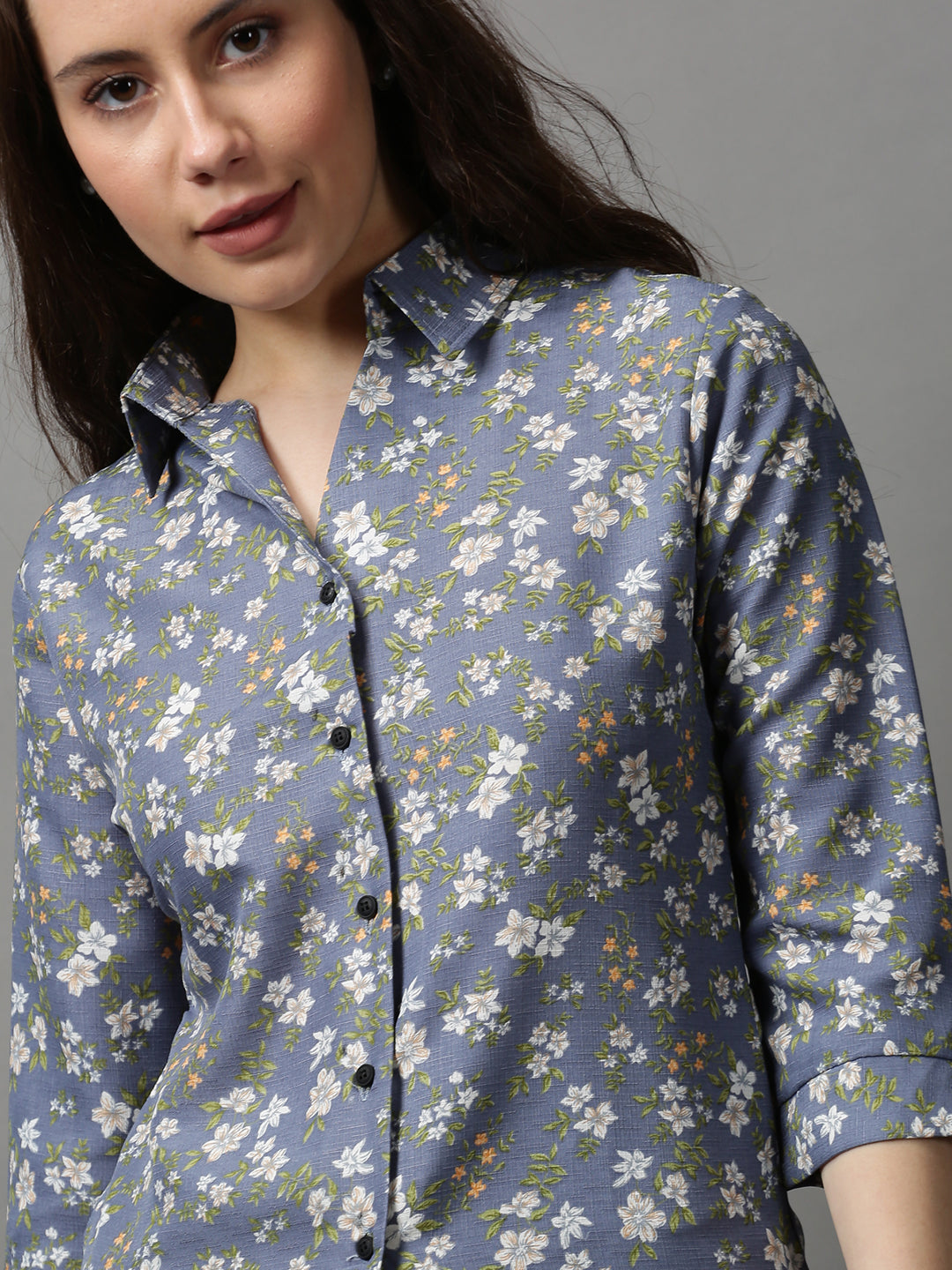 Women's Blue Printed Shirt