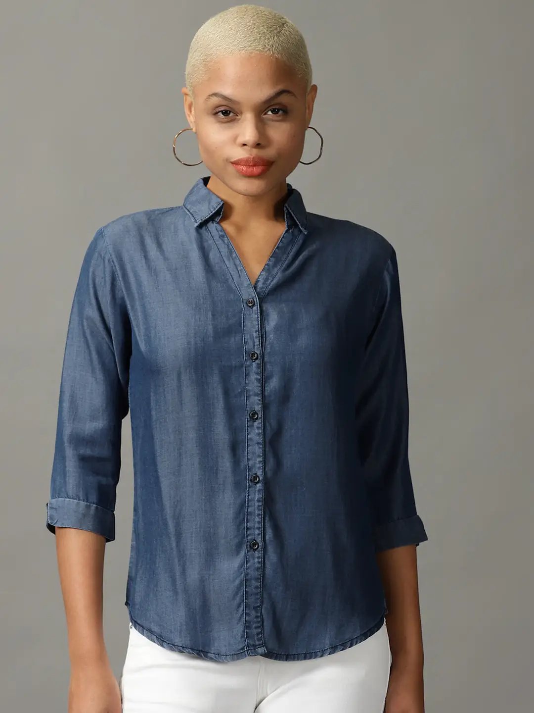 Women's Blue Solid Shirt