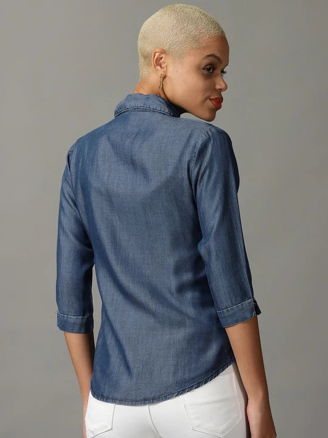 Women's Blue Solid Shirt