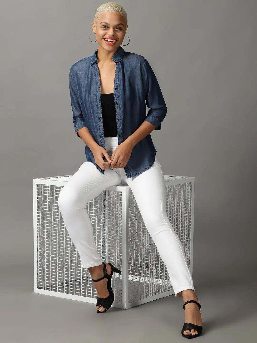 Women's Blue Solid Shirt