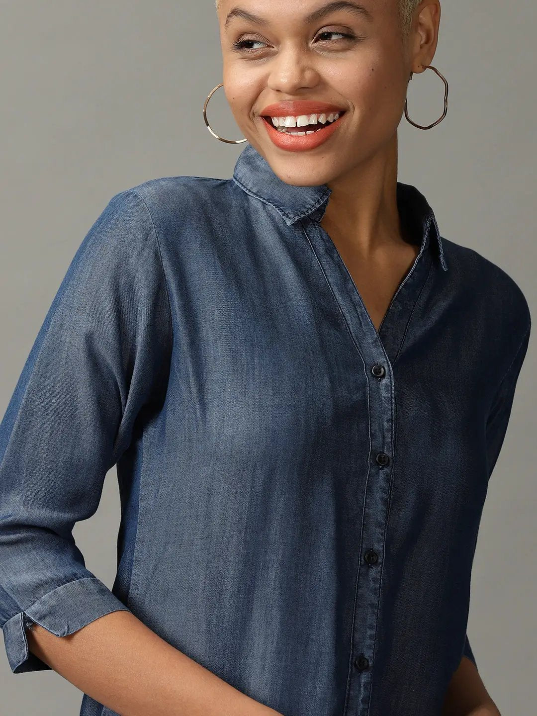 Women's Blue Solid Shirt