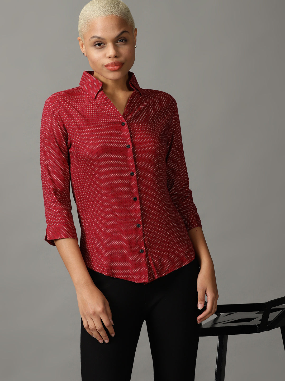 Women's Burgundy Printed Shirt