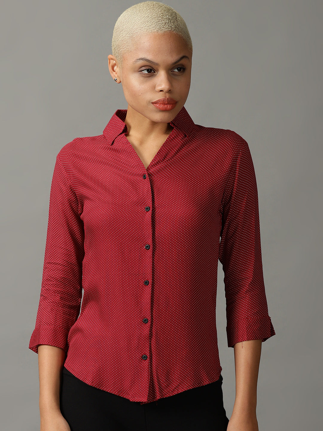 Women's Burgundy Printed Shirt