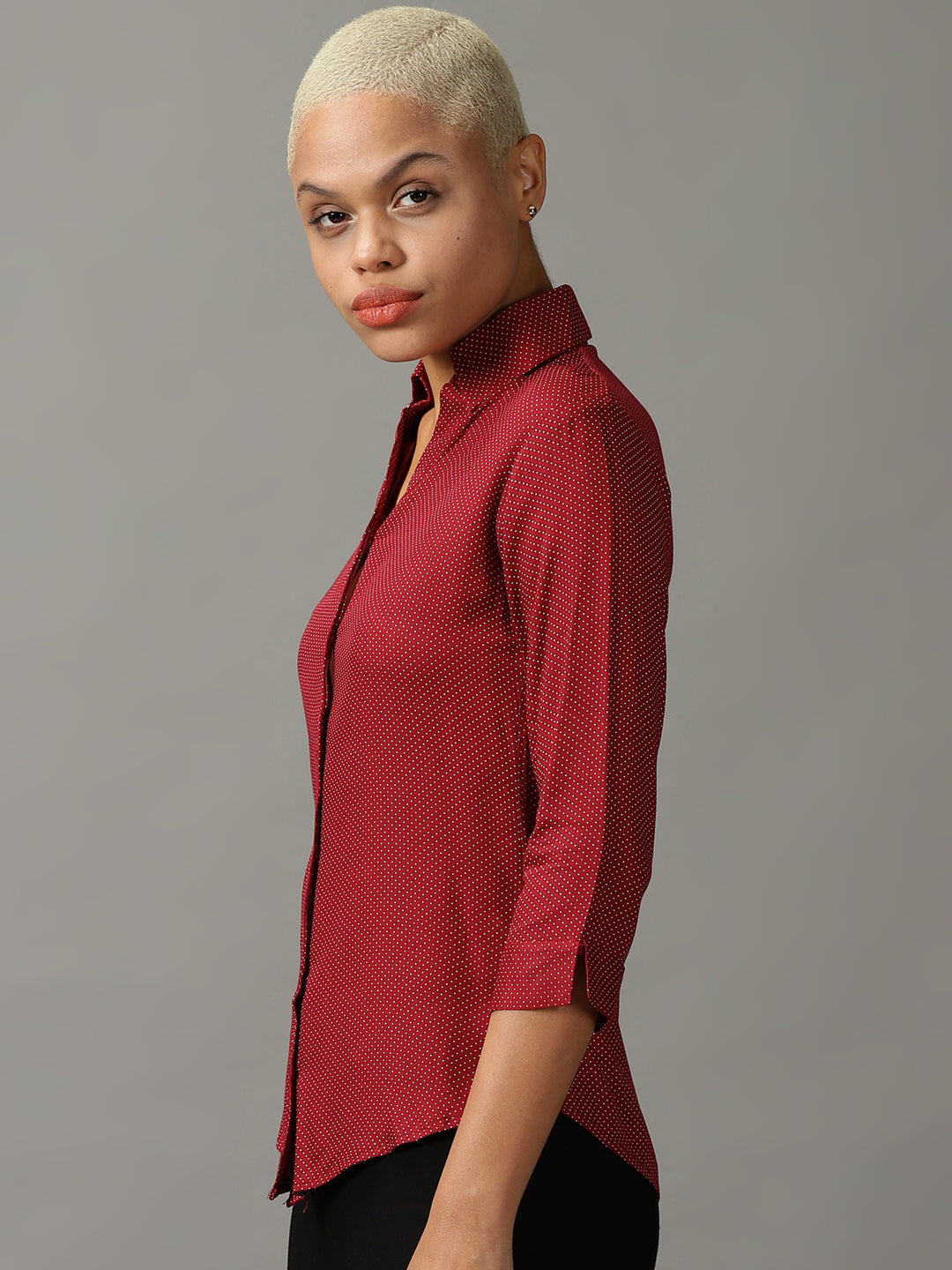 Women's Burgundy Printed Shirt