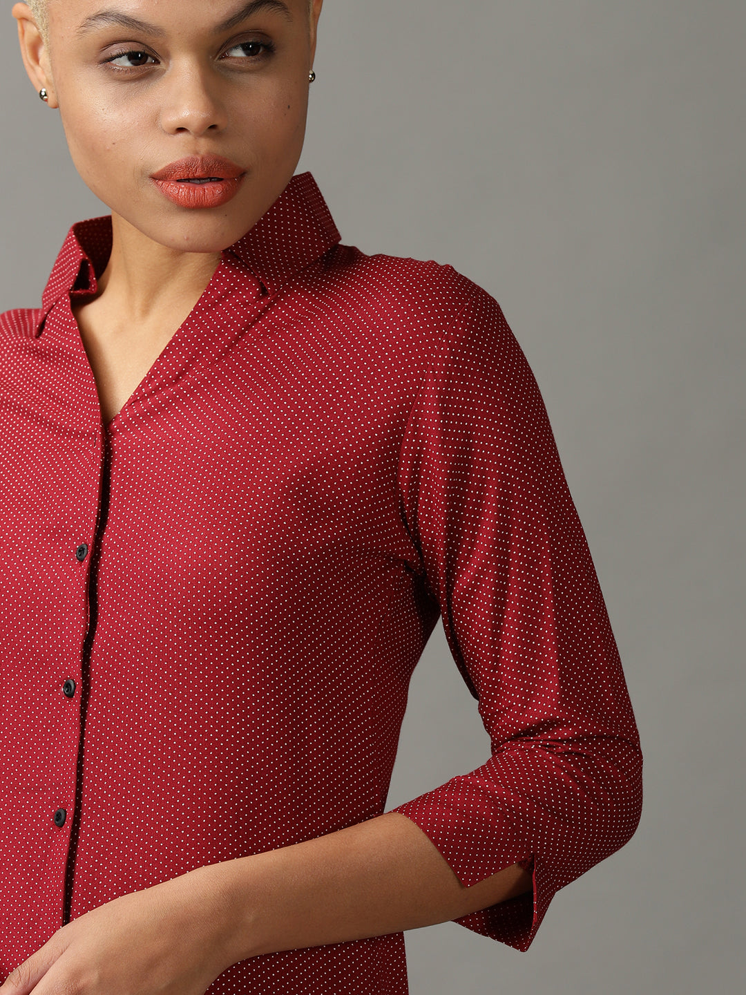 Women's Burgundy Printed Shirt