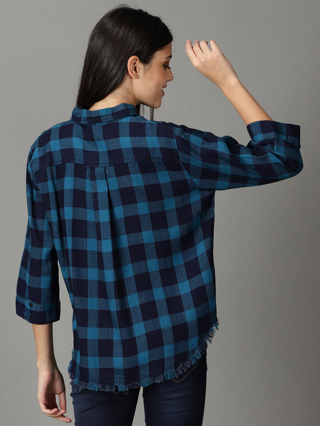 Women's Teal Checked Shirt