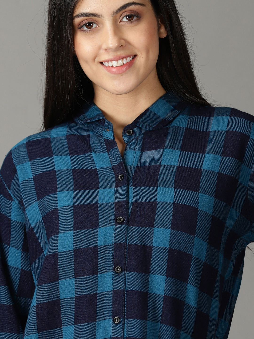 Women's Teal Checked Shirt