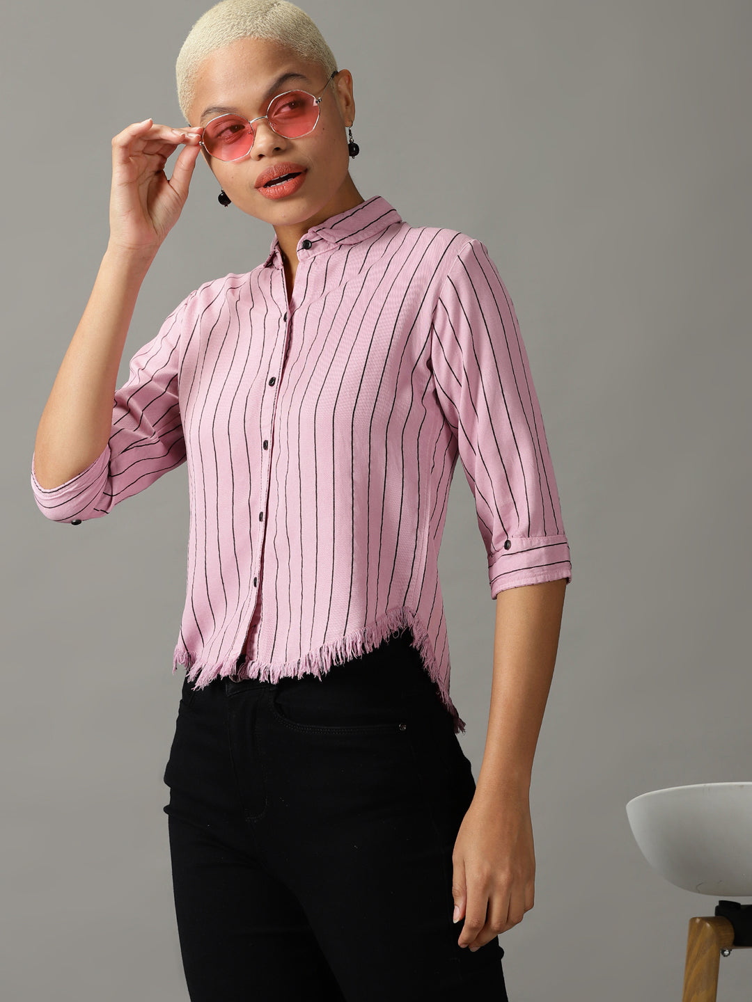 Women's Pink Striped Shirt