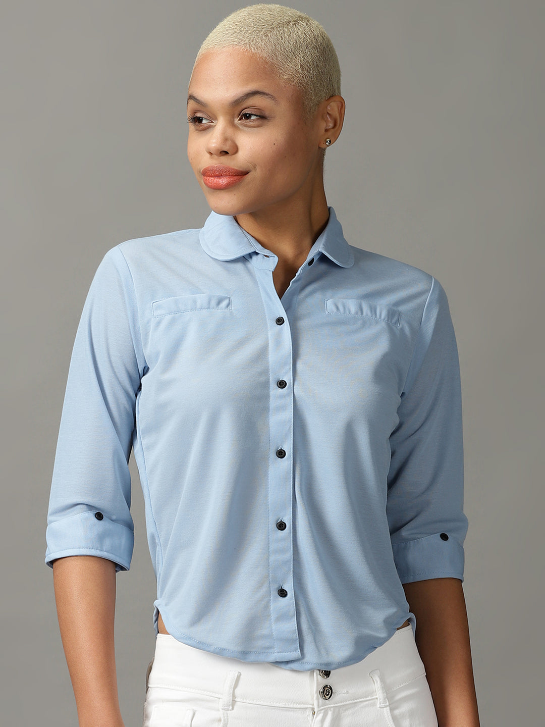 Women's Blue Solid Shirt