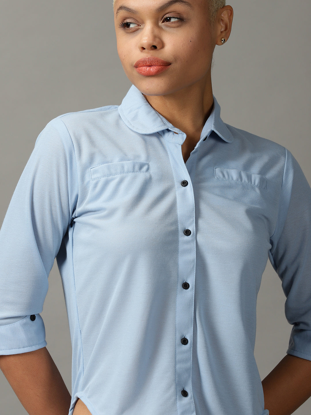 Women's Blue Solid Shirt