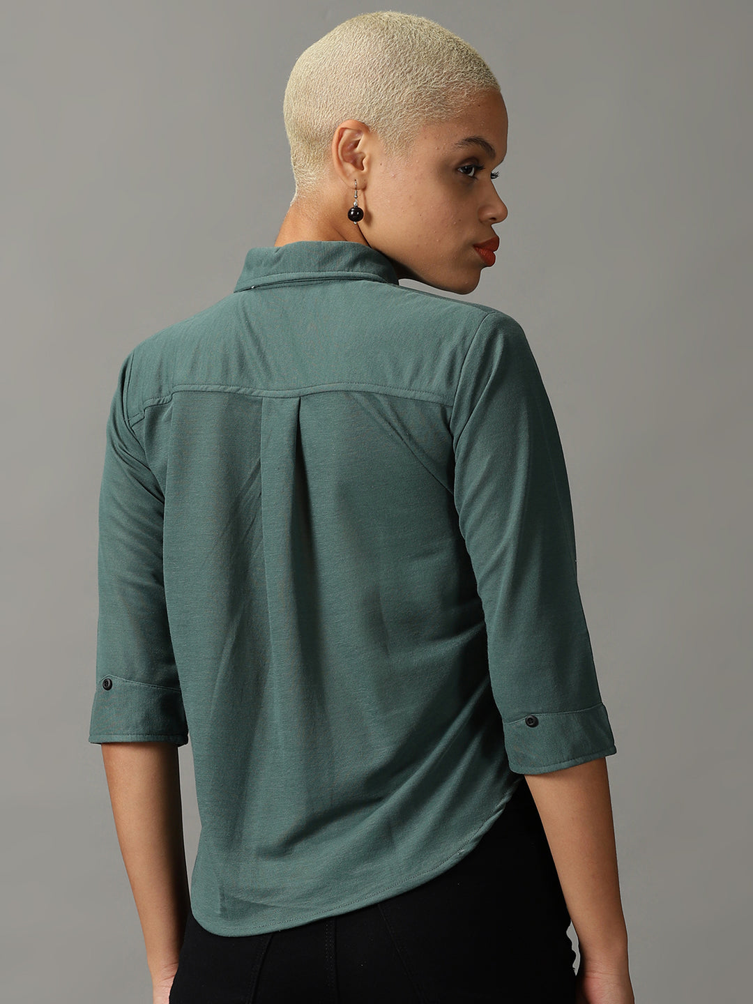 Women's Green Solid Shirt