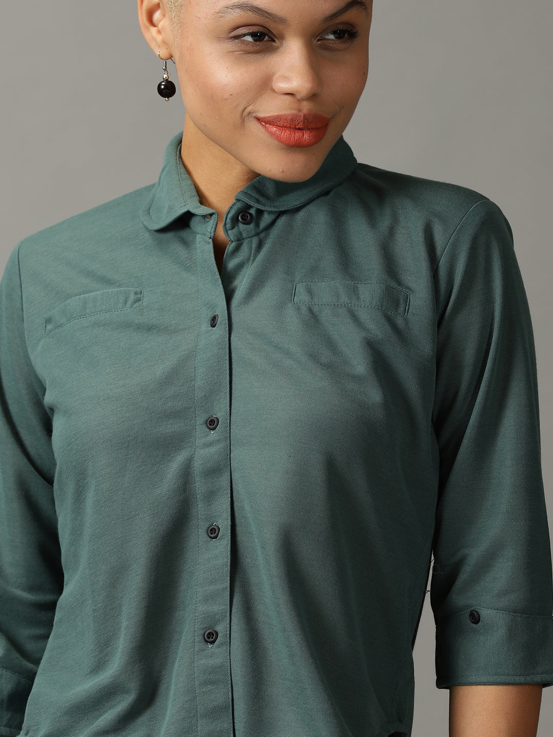 Women's Green Solid Shirt