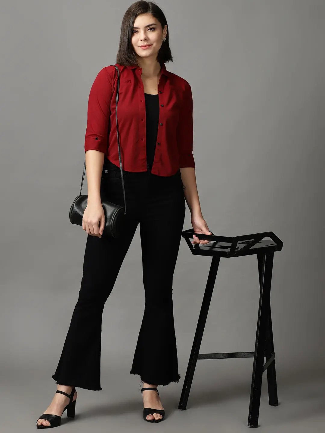 Women's Red Solid Shirt