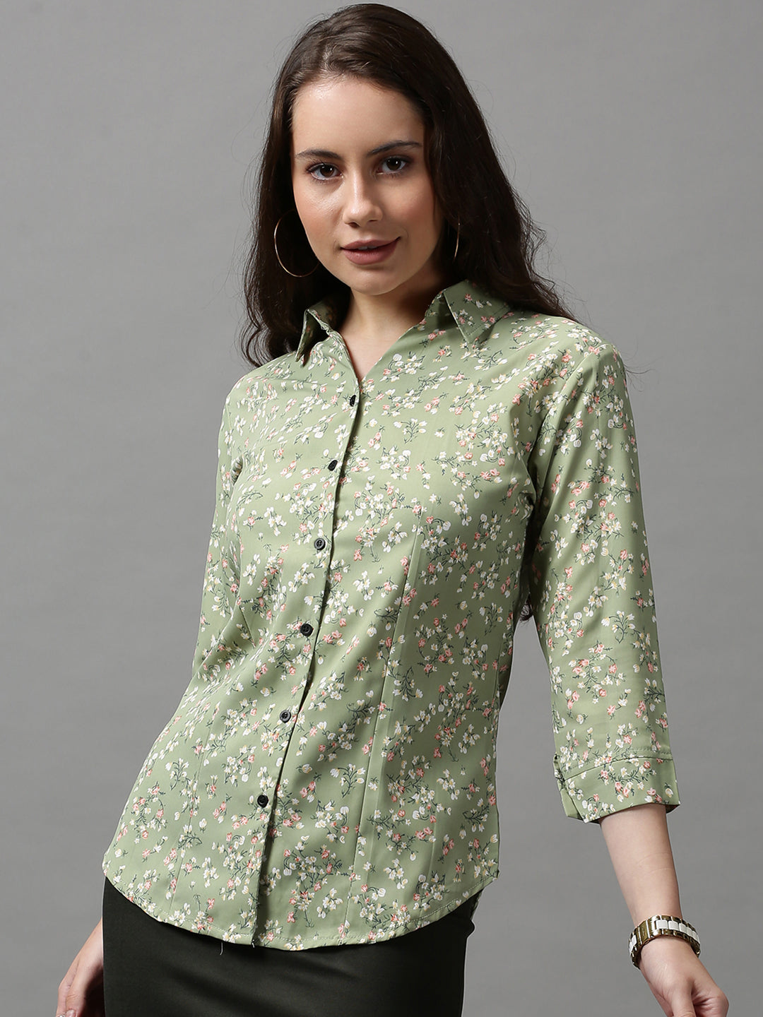 Women's Green Printed Shirt