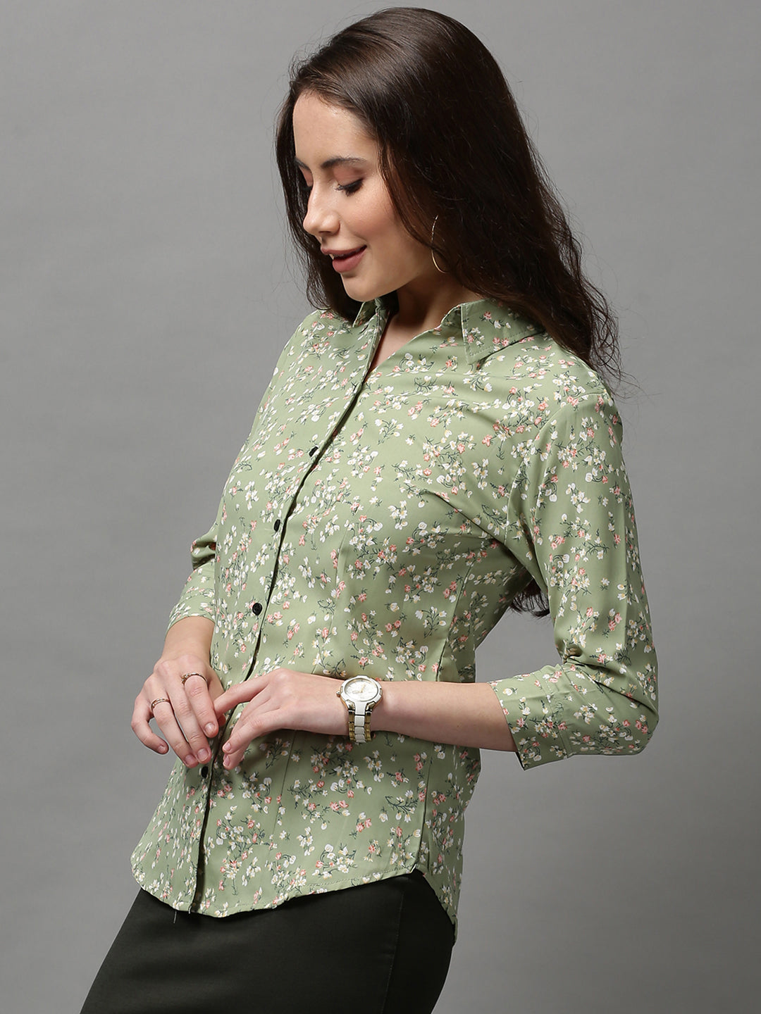 Women's Green Printed Shirt