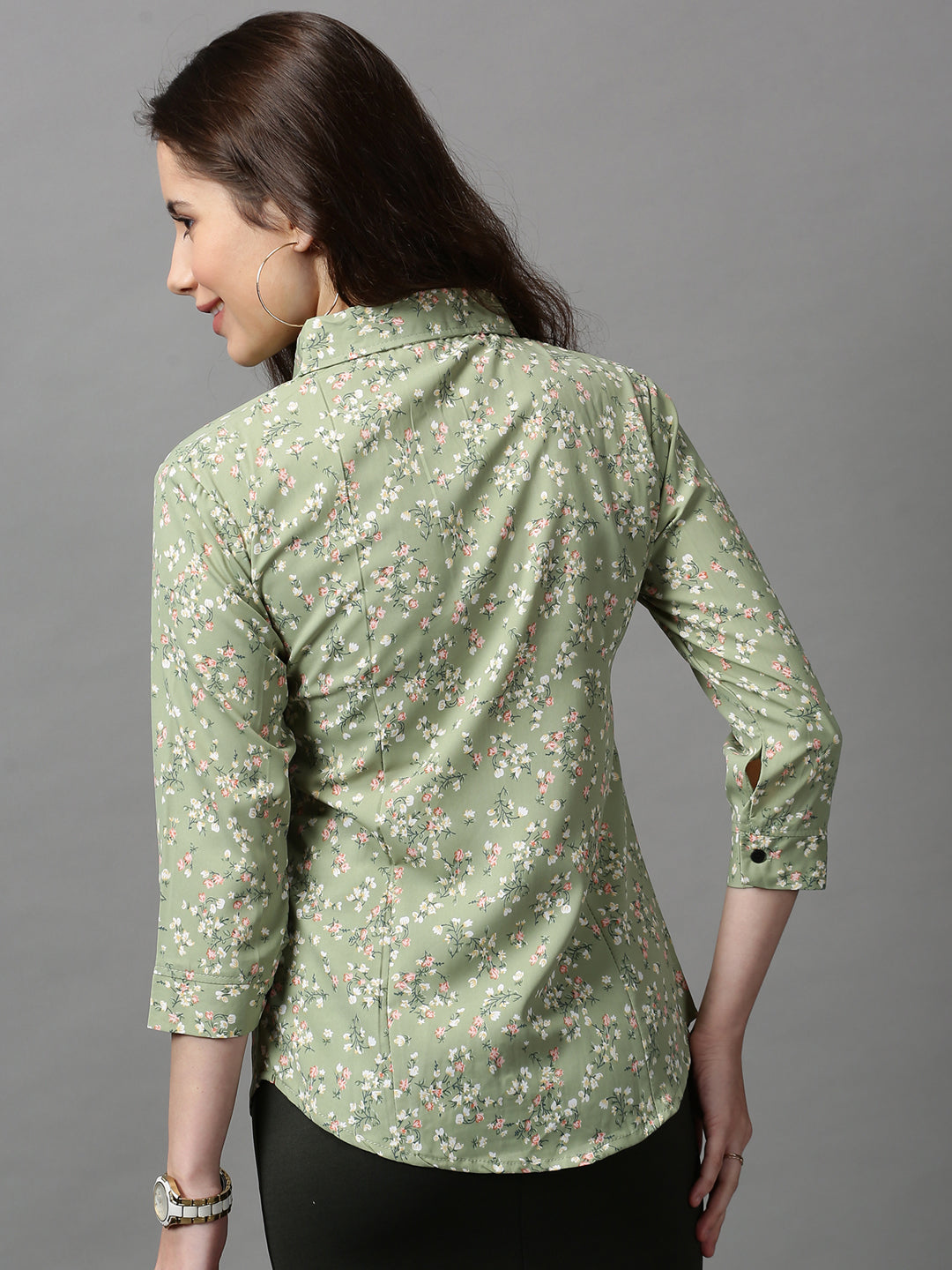 Women's Green Printed Shirt