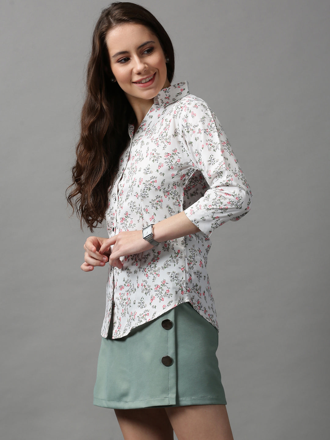 Women's White Printed Shirt