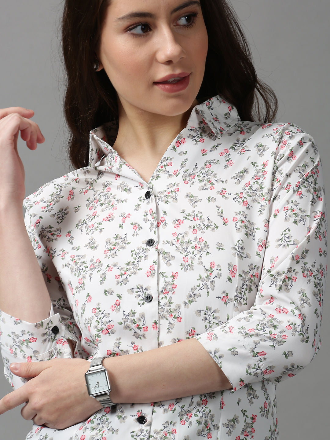 Women's White Printed Shirt