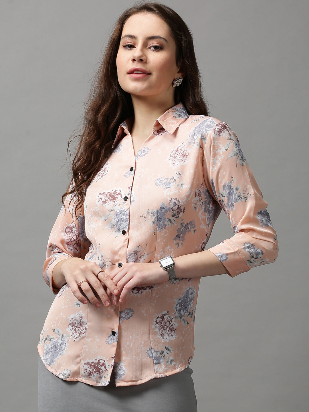 Women's Peach Printed Shirt