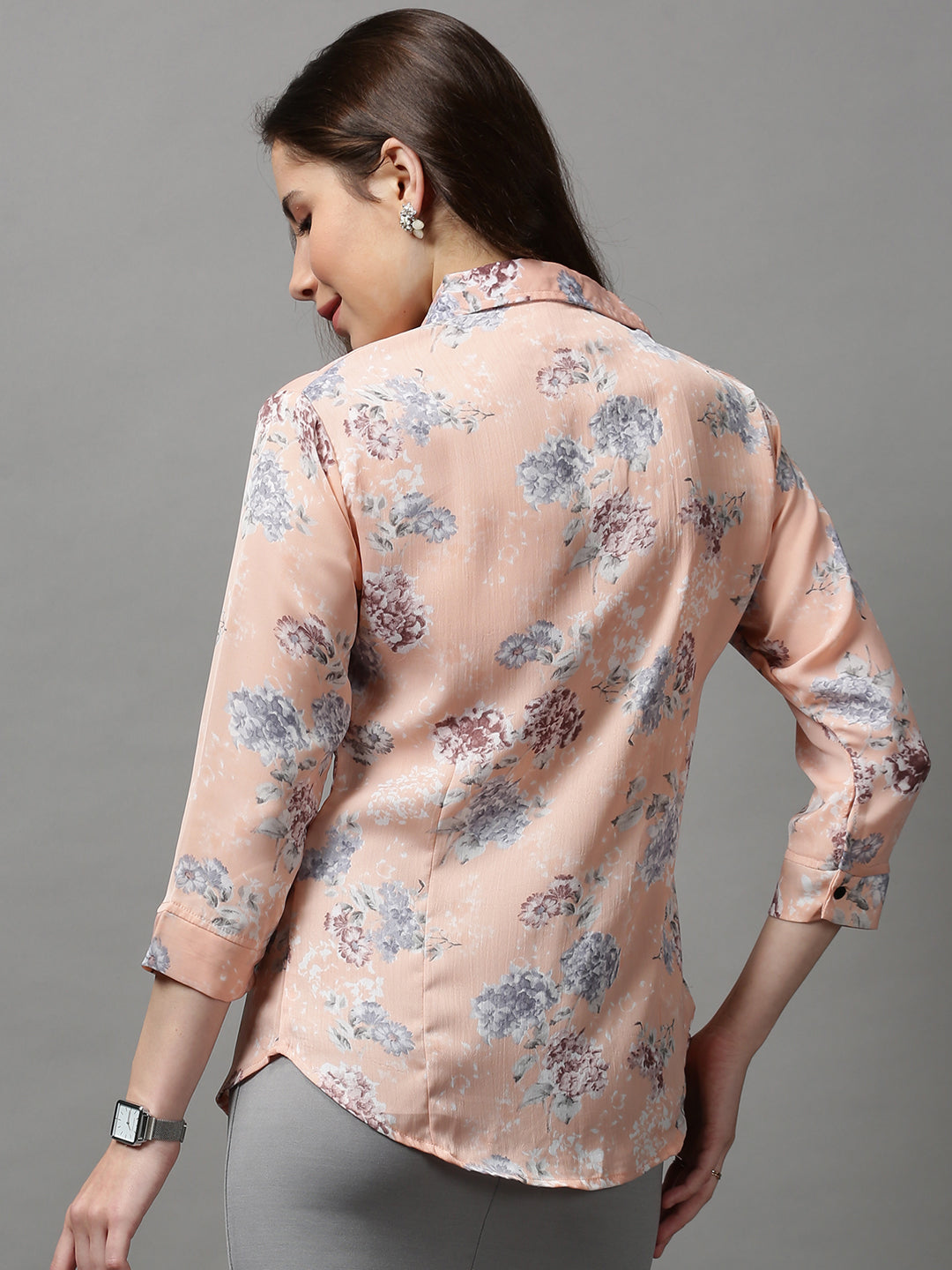 Women's Peach Printed Shirt