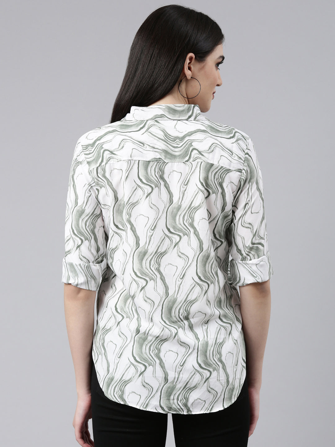 Women Green Printed Shirt