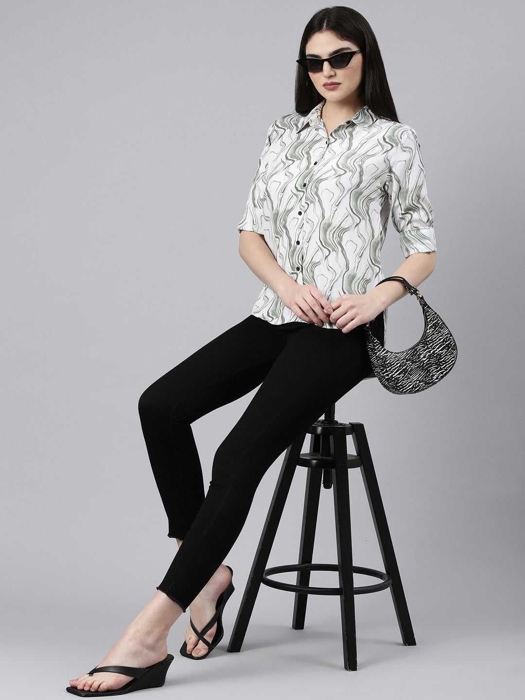 Women Green Printed Shirt