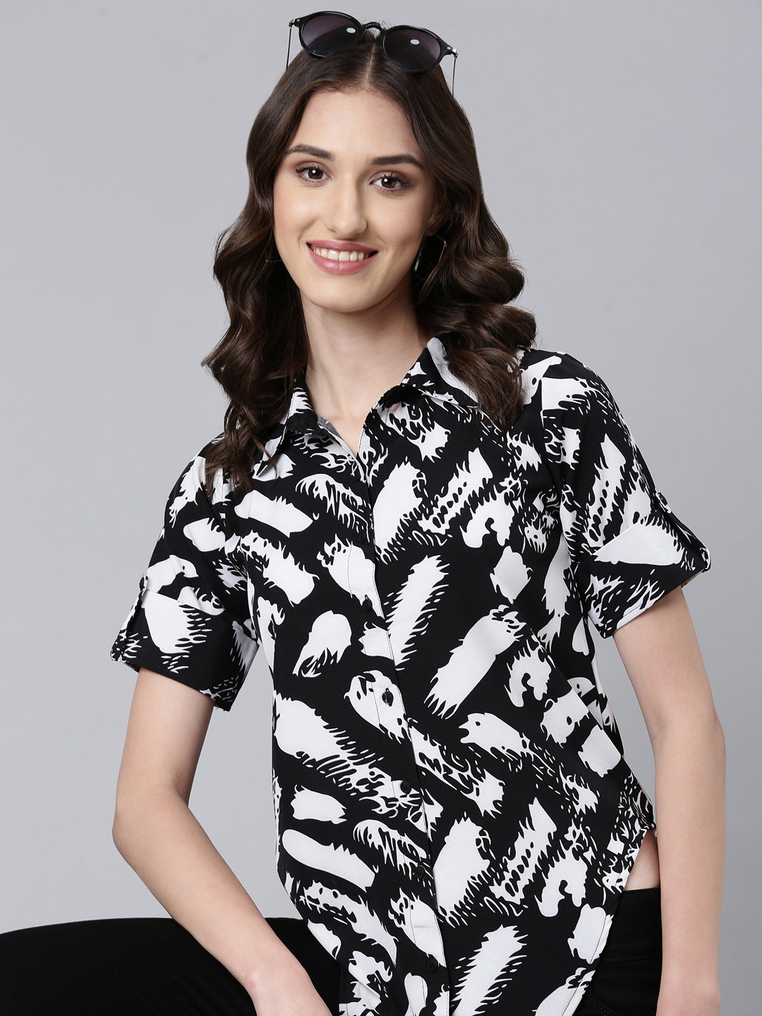 Women Black Printed Shirt