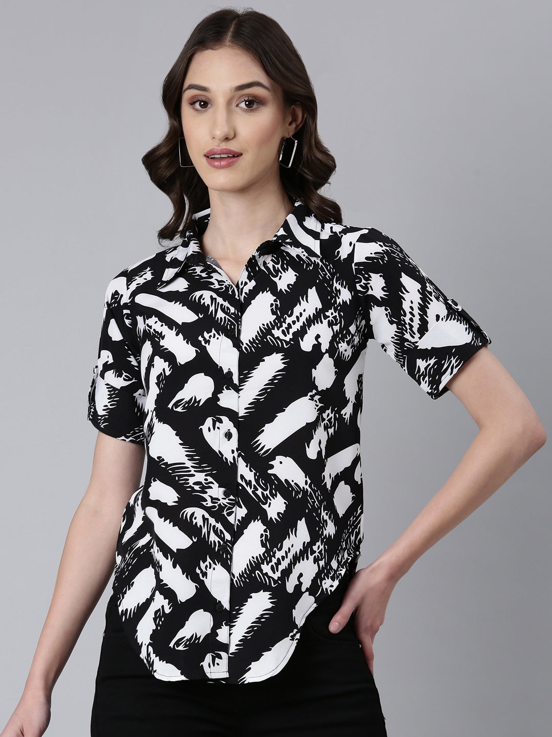 Women Black Printed Shirt