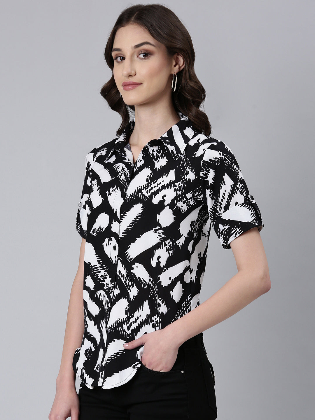 Women Black Printed Shirt